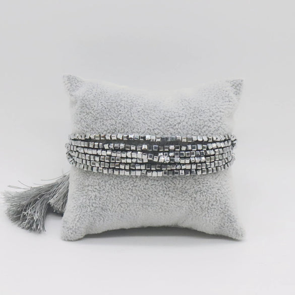 Wholesale Beaded Hand Woven Bohemian Tassel Bracelet Glass Glaze Drop Shape Geometric Style Unisex