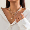 Wholesale Beaded Imitation Pearl Necklace With Starfish Shell Retro Style And Electroplating Processing
