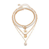 Wholesale Beaded Imitation Pearl Necklace With Starfish Shell Retro Style And Electroplating Processing