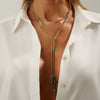 Wholesale Beaded Long Necklace With Metal Disc Tassel Cbb Material Geometric Pattern Electroplated For Women