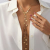 Wholesale Beaded Long Necklace With Metal Disc Tassel Cbb Material Geometric Pattern Electroplated For Women