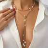 Wholesale Beaded Long Necklace With Metal Disc Tassel Cbb Material Geometric Pattern Electroplated For Women