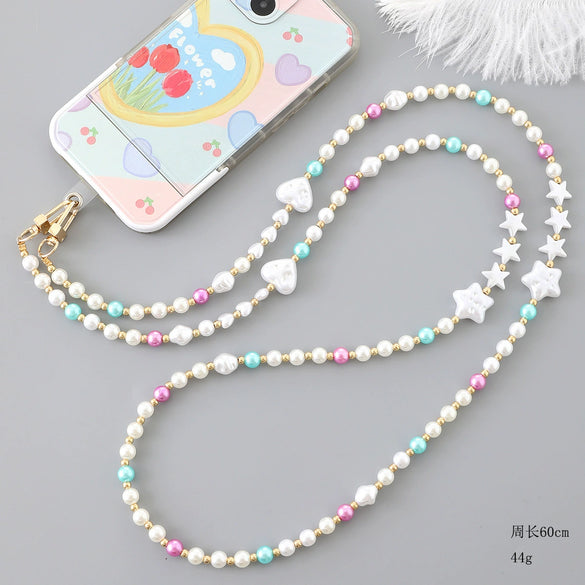 Wholesale Beaded Mobile Phone Lanyard And Bag Chain Hanging Ornaments Handmade Love Pearl Pattern For Women
