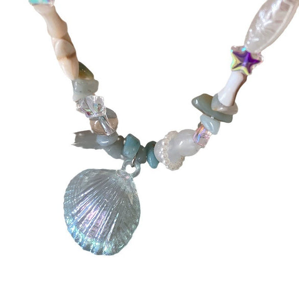 Wholesale Beaded Necklace Acrylic Alloy Star Handmade Light Luxury Niche Design Clavicle Chain For Women