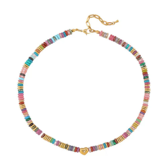 Wholesale Beaded Necklace And Bracelet Geometric Natural Stone And Stainless Steel Handmade Electroplated Unisex