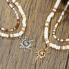 Wholesale Beaded Necklace Coconut Shell Rice Beads Alloy Handmade Geometric Style Men's Hiphop Niche Sun Pendant Doublelayer Clavicle Chain