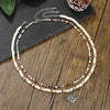 Wholesale Beaded Necklace Coconut Shell Rice Beads Alloy Handmade Geometric Style Men's Hiphop Niche Sun Pendant Doublelayer Clavicle Chain