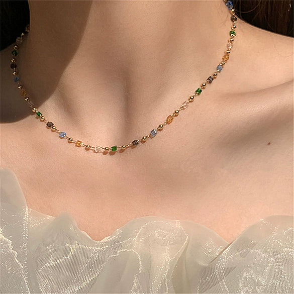 Wholesale Beaded Necklace Geometric Ball Chain Small And Fresh Style