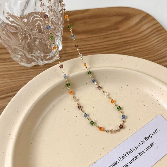 Wholesale Beaded Necklace Geometric Ball Chain Small And Fresh Style