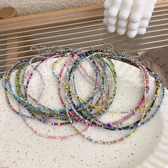 Wholesale Beaded Necklace Handmade Geometric Style Macaron Candy Color For Women
