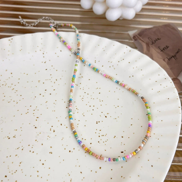 Wholesale Beaded Necklace Handmade Geometric Style Macaron Candy Color For Women