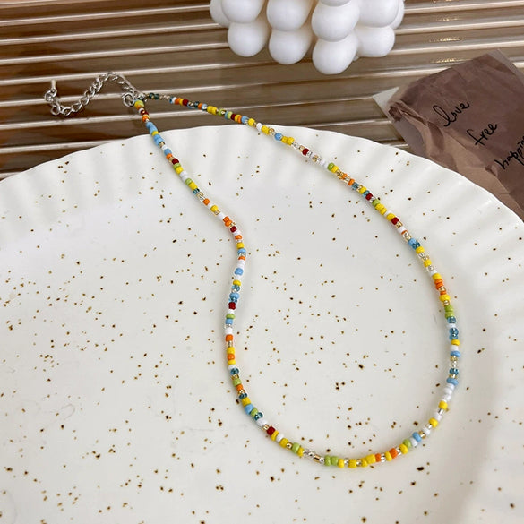 Wholesale Beaded Necklace Handmade Geometric Style Macaron Candy Color For Women