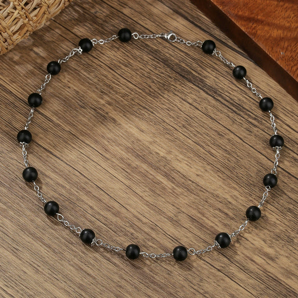 Wholesale Beaded Necklace Imperial Stone Abacus Beads Alloy Zircon Geometric Handmade Unisex O Word Chain