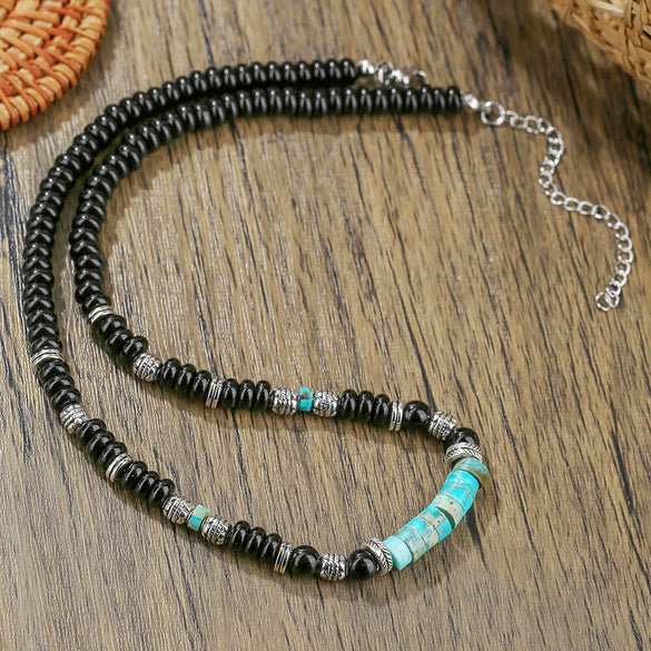 Wholesale Beaded Necklace Imperial Stone Abacus Beads Alloy Zircon Geometric Handmade Unisex O Word Chain