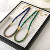 Wholesale Beaded Necklace Natural Stone Lapis Frisbee Shape Retro Handmade Women's