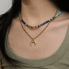 Wholesale Beaded Necklace Natural Stone Pendant Retro Geometric Handmade Style