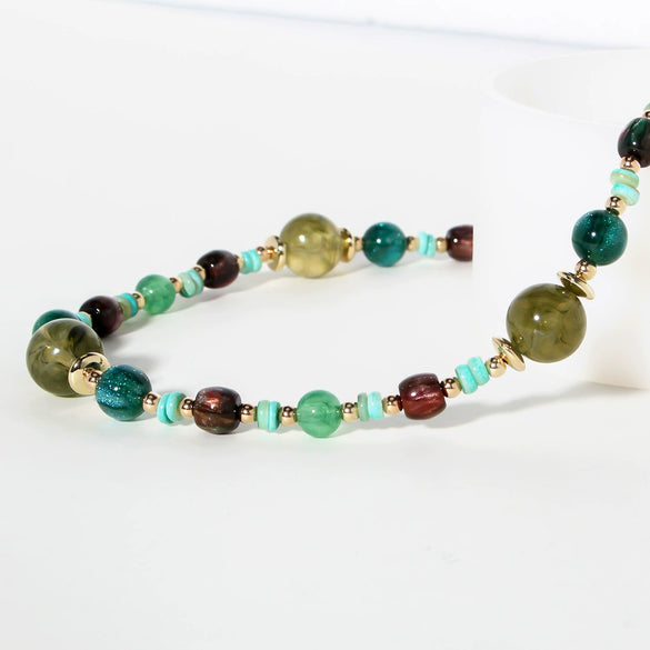 Wholesale Beaded Necklace Plastic Resin Geometric Design Women's Retro Allmatching