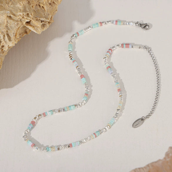 Wholesale Beaded Necklace Sweet Style Geometric Pattern Stainless Steel And Titanium Steel Electroplating For Women