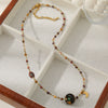 Wholesale Beaded Necklace Tiger Eye Czech Beads Egg Yolk Stone Stainless Steel Geometric Handmade For Women