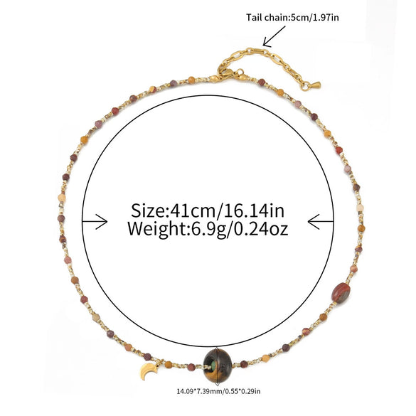 Wholesale Beaded Necklace Tiger Eye Czech Beads Egg Yolk Stone Stainless Steel Geometric Handmade For Women