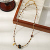 Wholesale Beaded Necklace Tiger Eye Czech Beads Egg Yolk Stone Stainless Steel Geometric Handmade For Women
