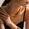 Wholesale Beaded Necklace Titanium Steel Electroplated 18K Gold Geometric Style For Women