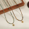 Wholesale Beaded Necklace With Tiger Eye Stone And Titanium Steel Sunflower Star Pendant Handmade Geometric Style For Women