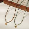 Wholesale Beaded Necklace With Tiger Eye Stone And Titanium Steel Sunflower Star Pendant Handmade Geometric Style For Women