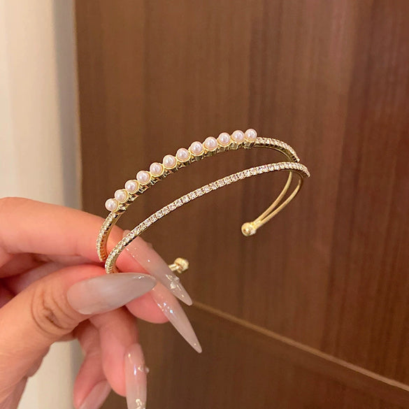 Wholesale Beaded Pearl Cat's Eye Bracelet For Women Copper Alloy With Flower Bow Star Pattern Electroplating