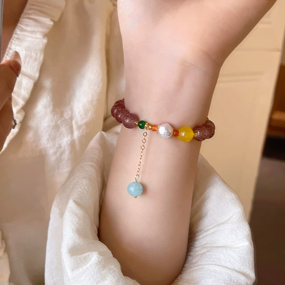 Wholesale Beaded Pearl Cat's Eye Bracelet For Women Copper Alloy With Flower Bow Star Pattern Electroplating