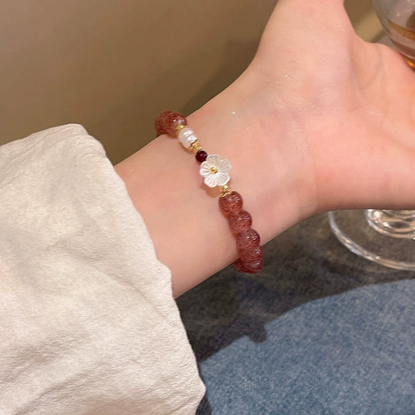 Wholesale Beaded Pearl Cat's Eye Bracelet For Women Copper Alloy With Flower Bow Star Pattern Electroplating