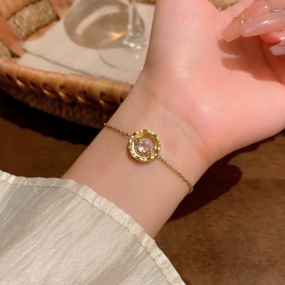 Wholesale Beaded Pearl Cat's Eye Bracelet For Women Copper Alloy With Flower Bow Star Pattern Electroplating