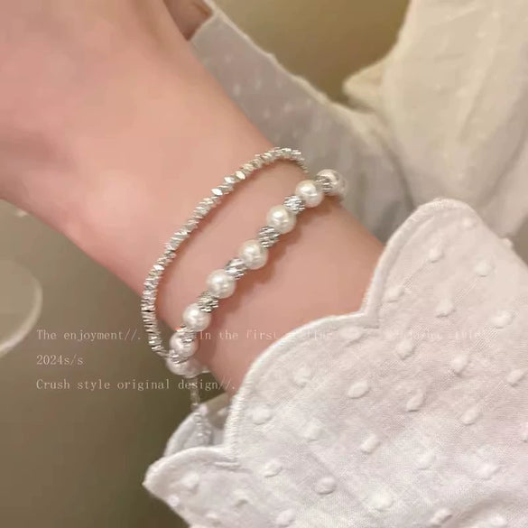 Wholesale Beaded Pearl Cat's Eye Bracelet For Women Copper Alloy With Flower Bow Star Pattern Electroplating