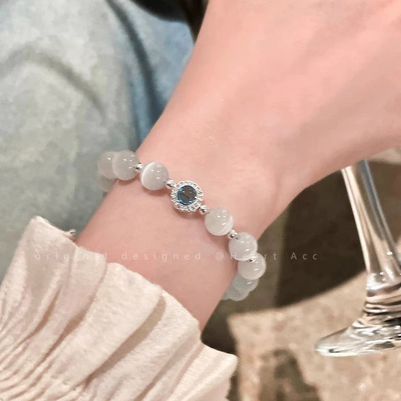Wholesale Beaded Pearl Cat's Eye Bracelet For Women Copper Alloy With Flower Bow Star Pattern Electroplating