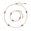 Wholesale Beaded Pearl 316L Stainless Steel Necklace And Bracelet Set For Women Sweet Style Electroplating Design