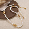 Wholesale Beaded Pearl 316L Stainless Steel Necklace And Bracelet Set For Women Sweet Style Electroplating Design
