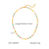 Wholesale Beaded Titanium Steel Necklace With Rhombus And Geometric Patterns Electroplated For Women