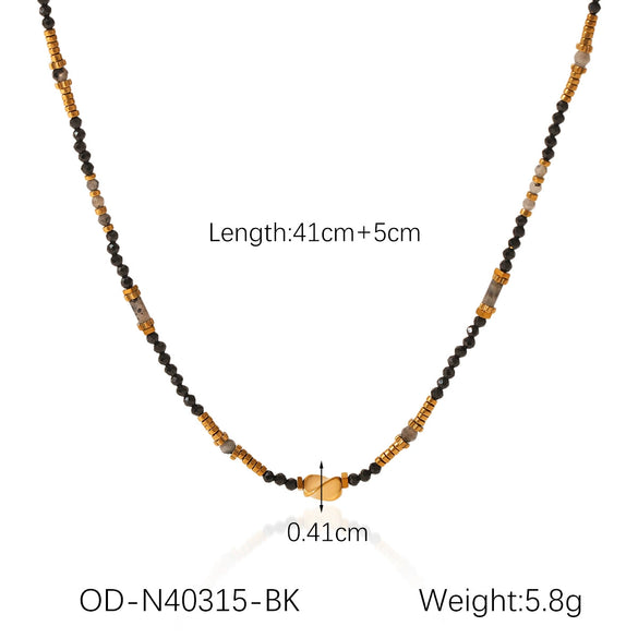 Wholesale Beaded Titanium Steel Necklace With Rhombus And Geometric Patterns Electroplated For Women