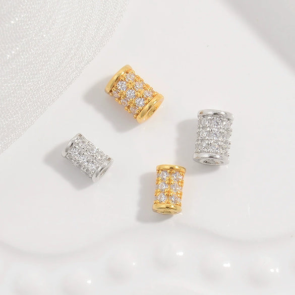 Wholesale Beads Sterling Silver Microinlaid Zircon Round Style