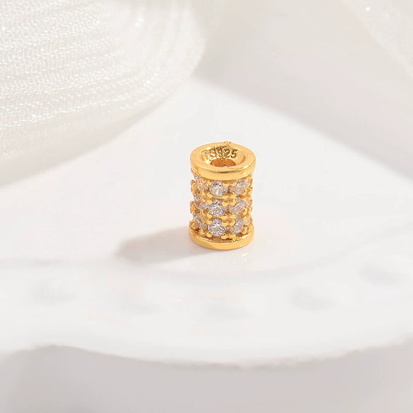 Wholesale Beads Sterling Silver Microinlaid Zircon Round Style