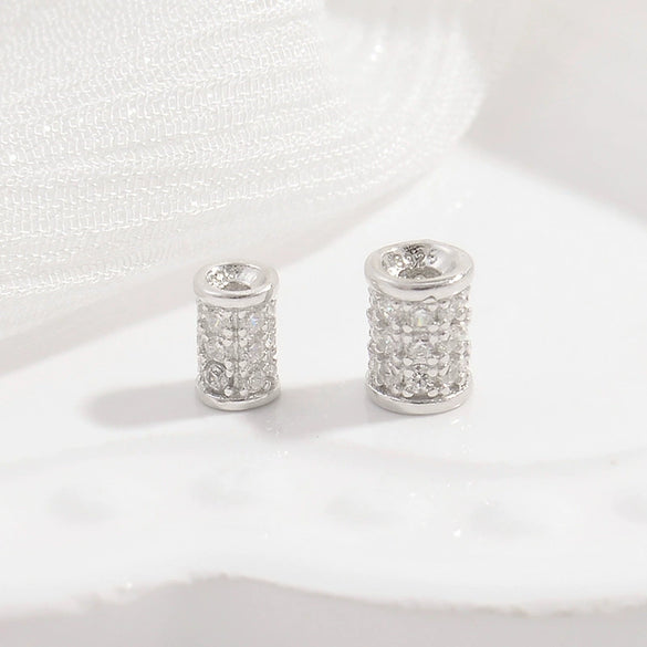 Wholesale Beads Sterling Silver Microinlaid Zircon Round Style
