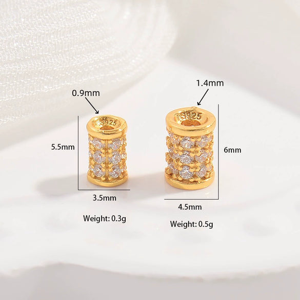 Wholesale Beads Sterling Silver Microinlaid Zircon Round Style