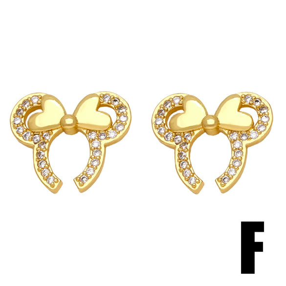 Wholesale Bear Earrings Copper Inlaid Zircon Animal Style