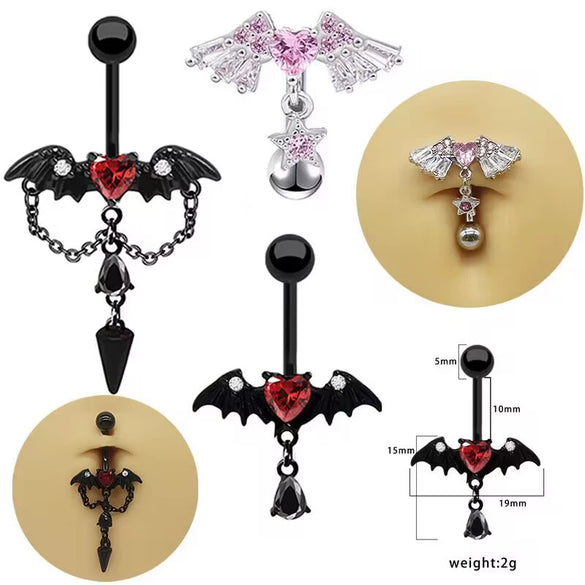 Wholesale Belly Button Ring Chain Jewelry Zinc Alloy Heart Shaped Puncture Jewelry Unisex