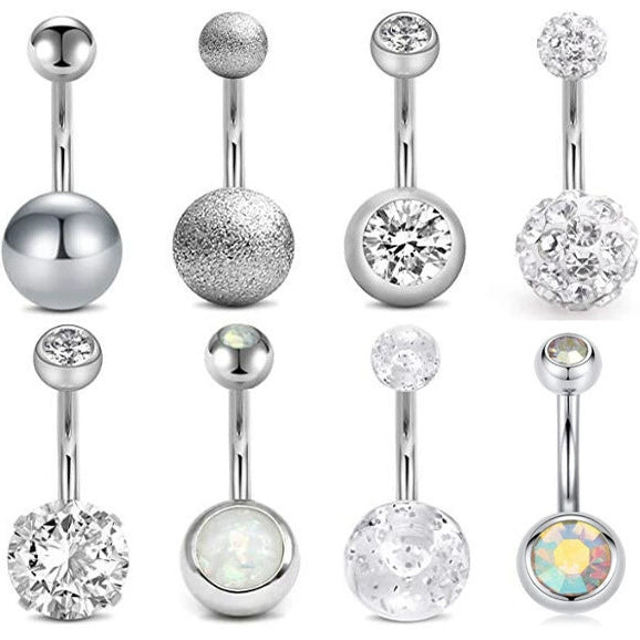Belly Button Rings Set Wholesale Belly Button Ring Set Stainless Steel Flower Design Human ...