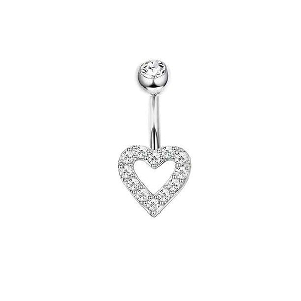 Wholesale Belly Button Ring Set Stainless Steel Inlaid Zircon Heart Shape For Women