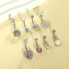 Wholesale Belly Button Ring Set Stainless Steel Inlaid Zircon Heart Shape For Women