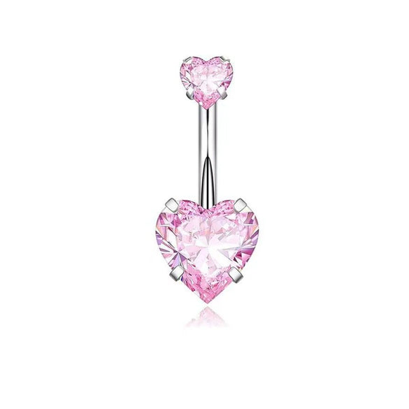 Wholesale Belly Button Ring Set Stainless Steel Inlaid Zircon Heart Shape For Women
