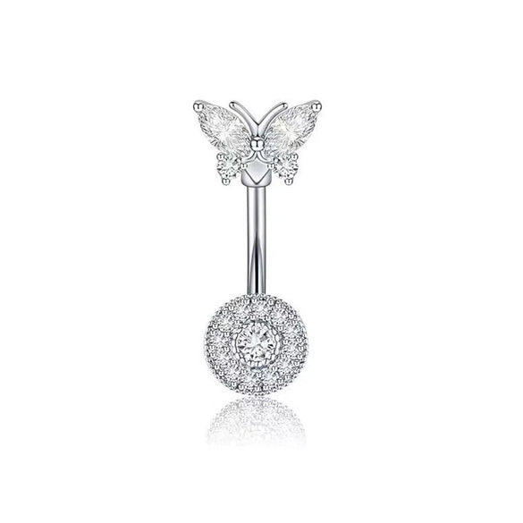 Wholesale Belly Button Ring Set Stainless Steel Inlaid Zircon Heart Shape For Women