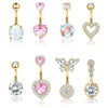 Wholesale Belly Button Ring Set Stainless Steel Inlaid Zircon Heart Shape For Women